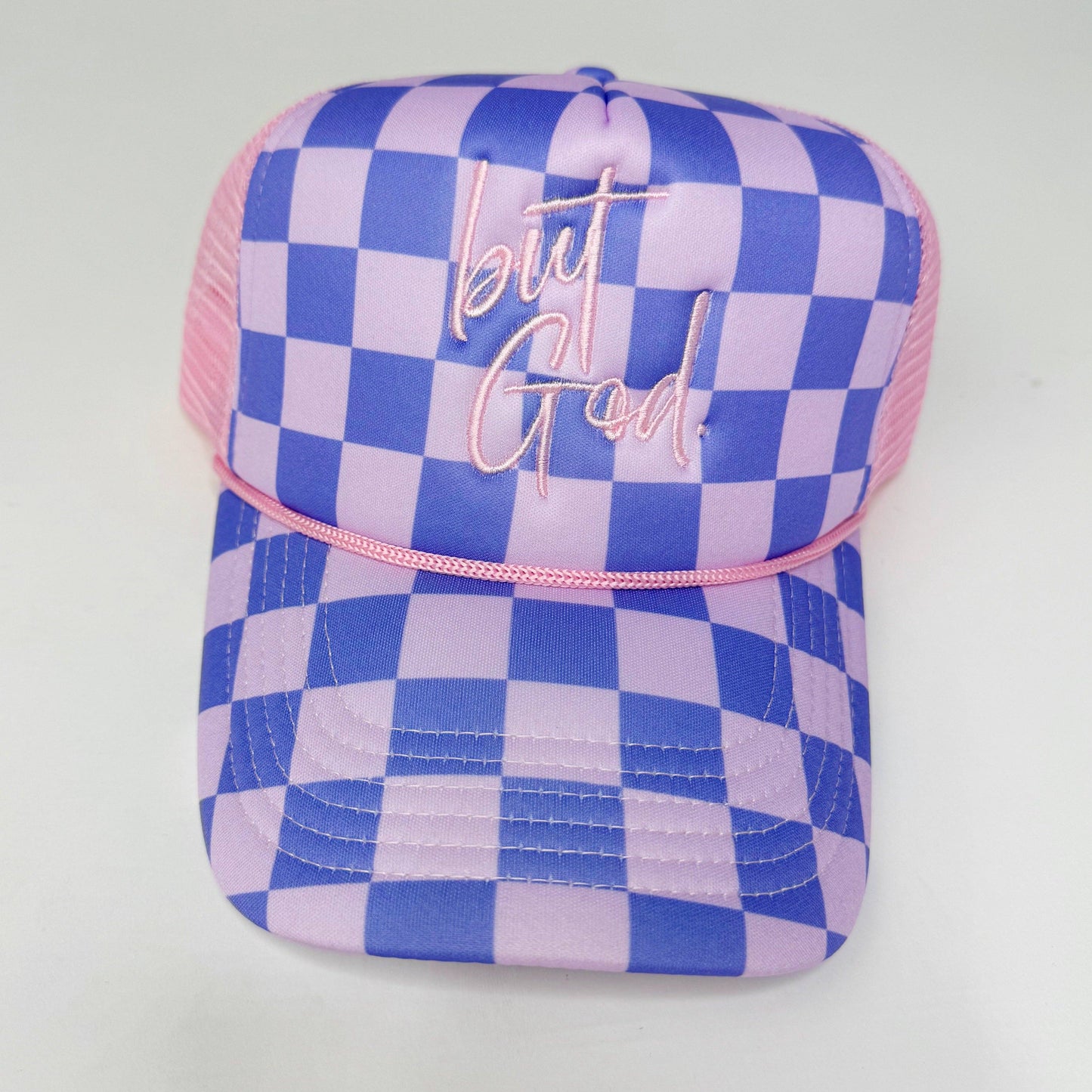 But God. Trucker Hat: Orange/Pink