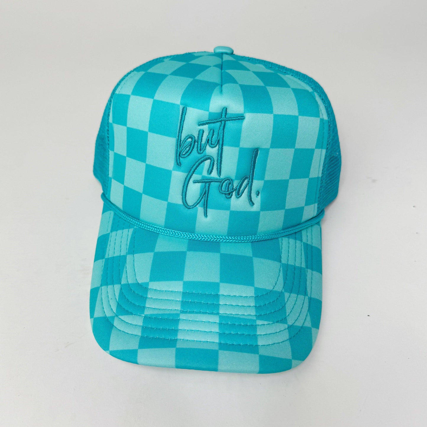 But God. Trucker Hat: Orange/Pink
