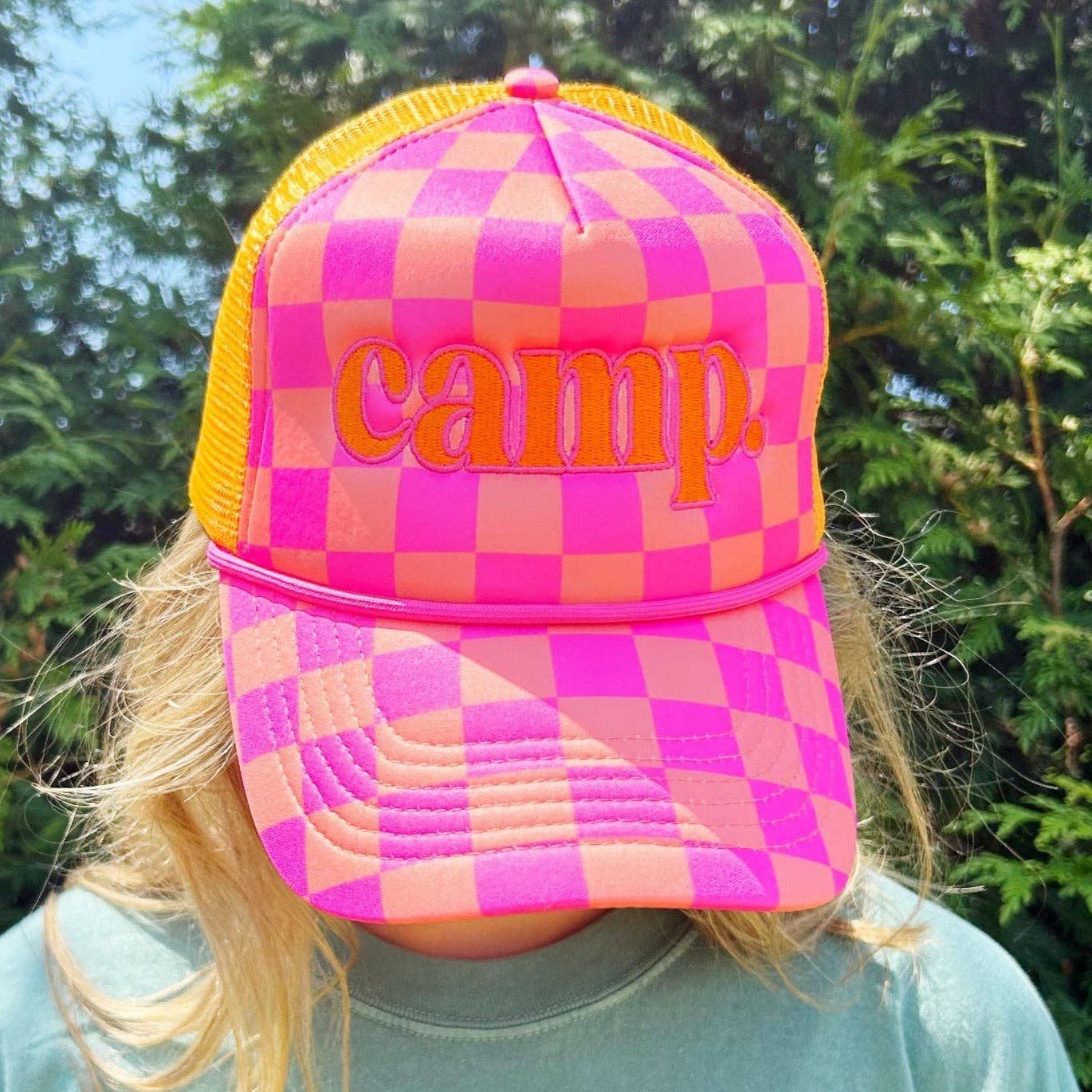 Camp Trucker Hat: Pink/Green