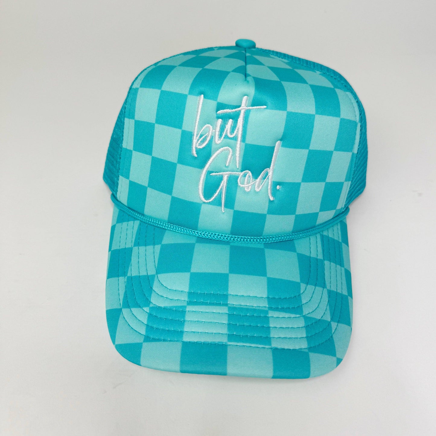 But God. Trucker Hat: Orange/Pink