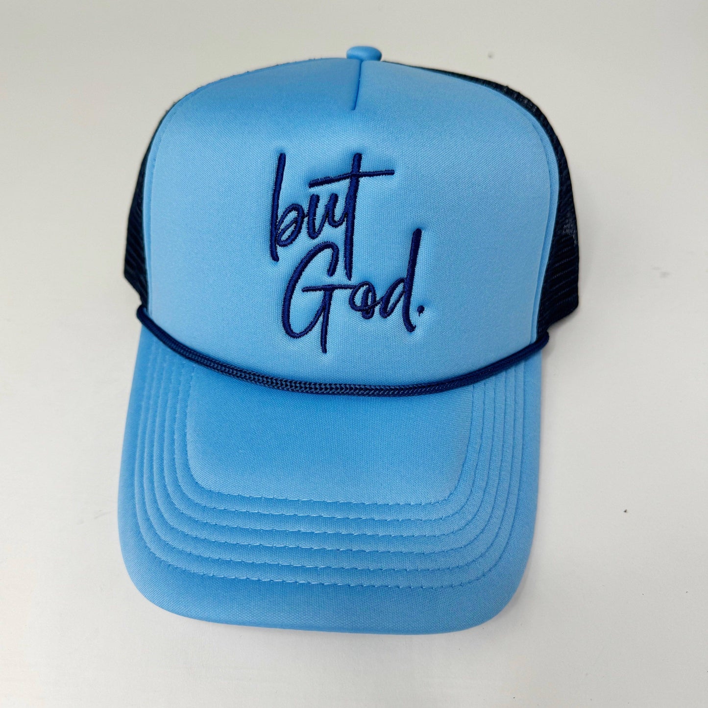 But God. Trucker Hat: Orange/Pink