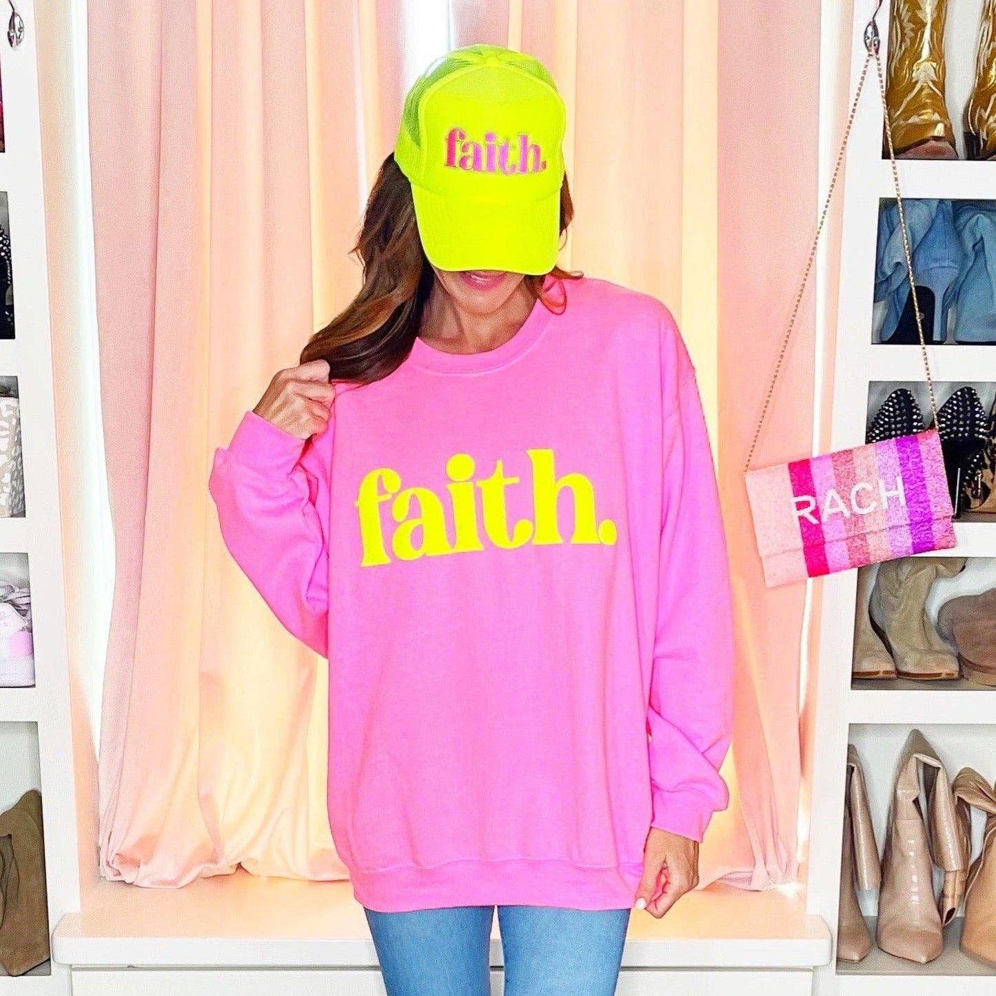 Puff Neon faith. Sweatshirt: Blue / Large (12-14)